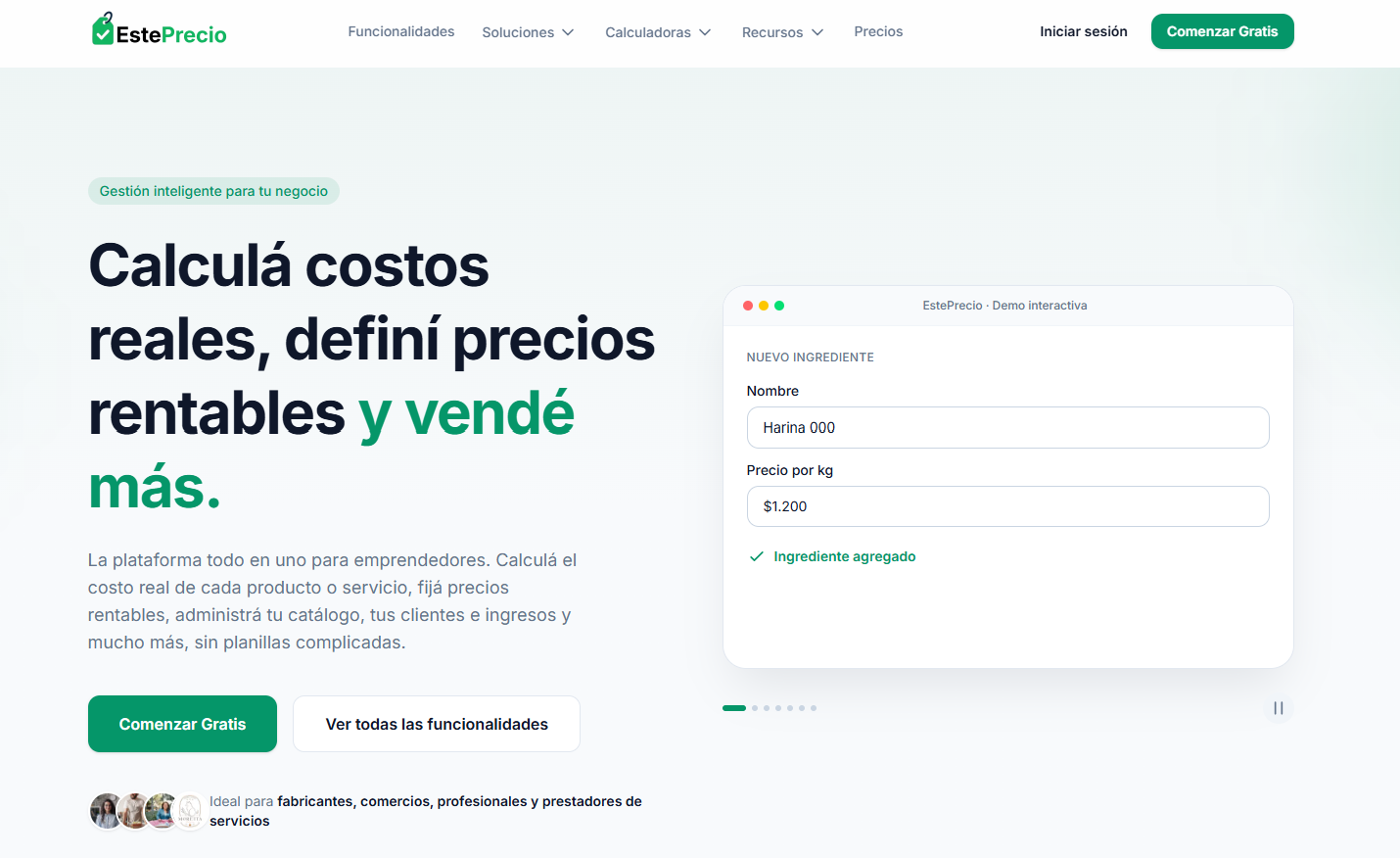 Desarrollo de sistema - SaaS de gestión de costos y precios
